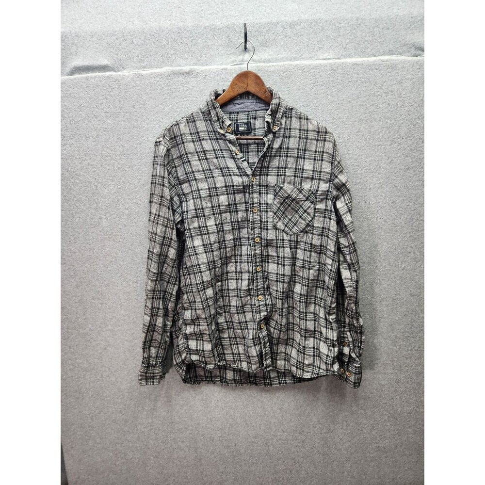 Signal 1967 Black &‎ Gray Plaid Button-Up Mens Shirt Long Sleeve Cotton Blend Si